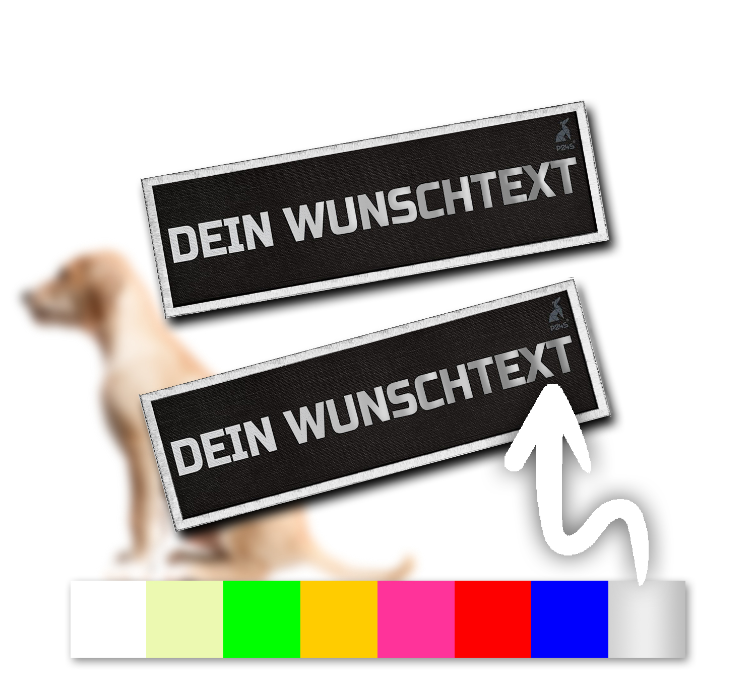 Leuchtend  P24S Klettsticker Wunschlogos für Julius-K9 Powergeschirre Baby und Klein Größe